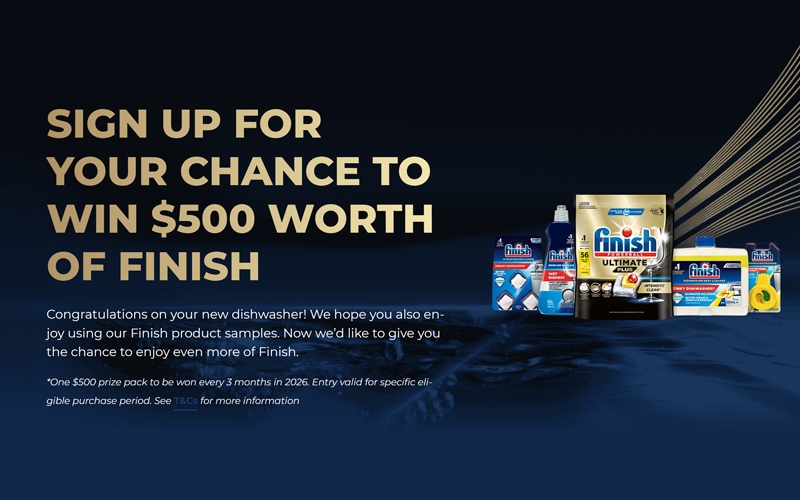 Reckitt Benckiser (australia) Promotion: Finish Dishwasher Purchase Competition Giveaway