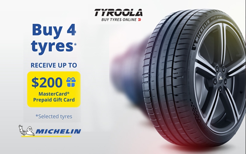 Tyroola International Promotion: Tyroola X Michelin - Buy 4 Tyres, Get Up To $200 Gift Card